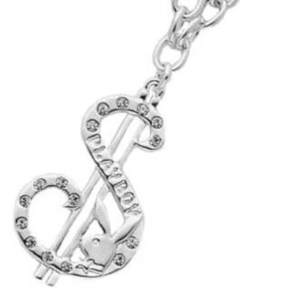 Playboy Necklace Dollar Sign Pendant Bunny Logo Crystal $ Cash Money Hip Hop y2k - Picture 11 of 12